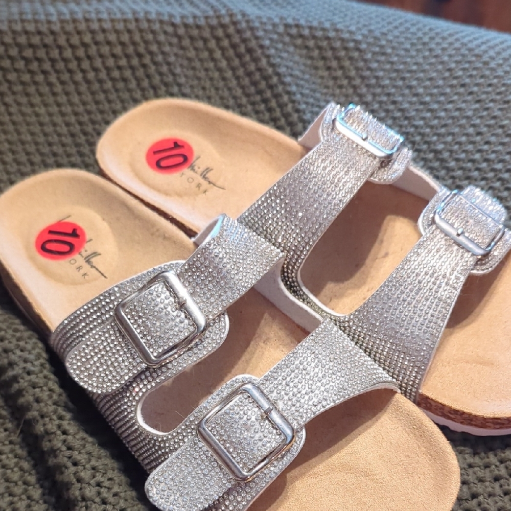 Nicole Miller Sparkling Silver Sandals